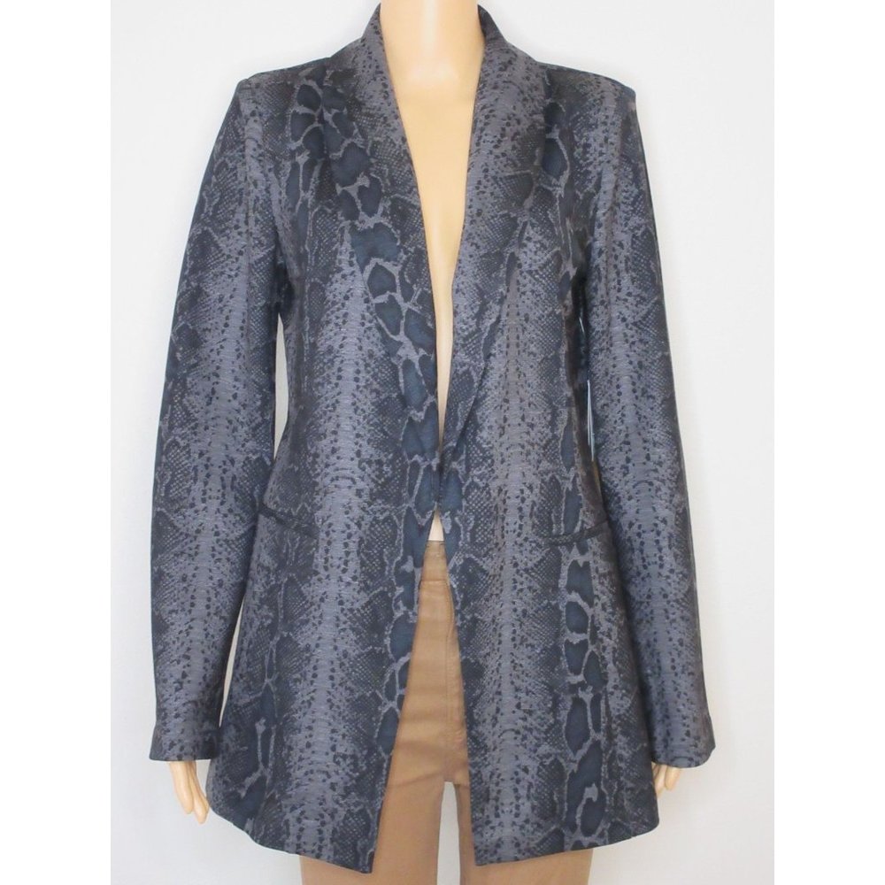 $139 Bagatelle Women's Open Front Snake Print Black/Gray Blazer Small B2-11